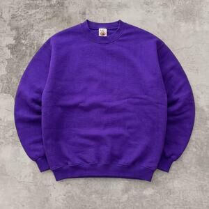 Fruit of the Loom Purple Crewneck XL Heavy Cotton Blank Boxy Sunfaded Sweatshirt